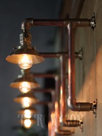画像3: USAヴィンテージLEVITON社ファットボーイソケット付き２点固定式真鍮&銅製工業系ブラケット/インダストリアルスチームパンク壁掛照明ウォールランプ