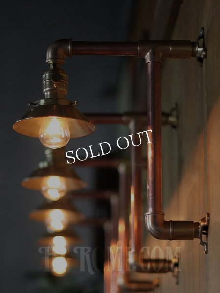 USAヴィンテージLEVITON社ファットボーイソケット付き2点固定式真鍮&銅製工業系ブラケット/インダストリアルスチームパンク壁掛照明ウォールランプ