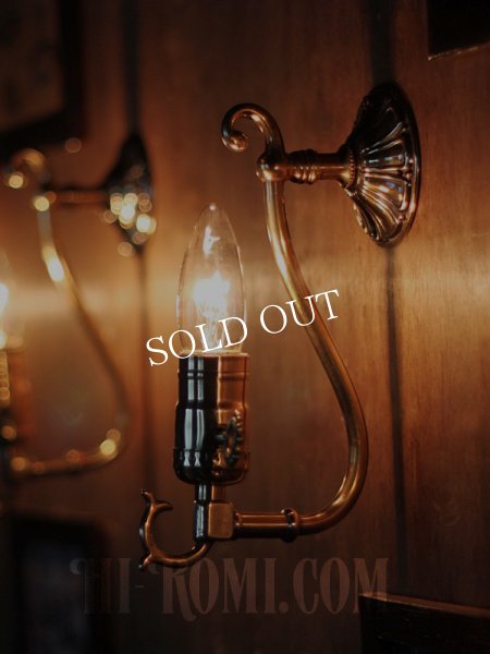 画像2: LEVITON社製真鍮ソケット付きコロニアルフォーリッジスクロールミニブラケットランプＡ/アメリカンヴィクトリアン壁掛照明ウォールランプ  (2)