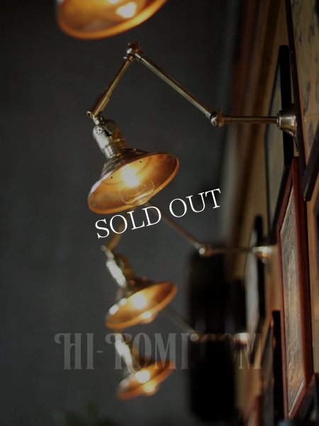 画像11: LEVITON社製真鍮ソケット付きインダストリアル3点角度調整＆シェード付きブラケットランプA/アメリカン作業灯ランプ壁掛照明ウォールライト  (11)