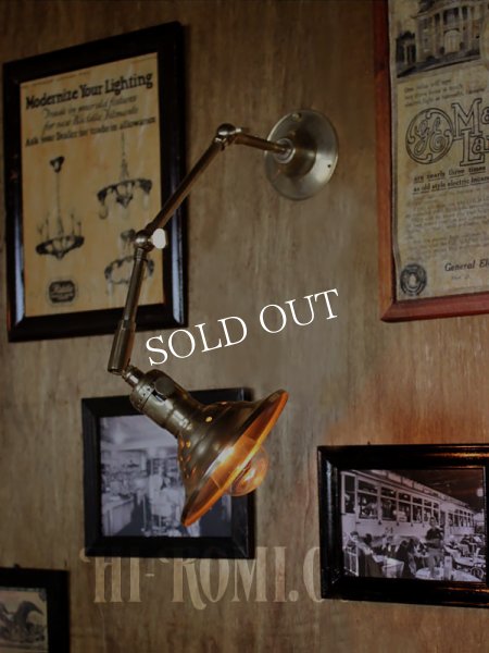 画像4: LEVITON社製真鍮ソケット付きインダストリアル3点角度調整＆シェード付きブラケットランプA/アメリカン作業灯ランプ壁掛照明ウォールライト  (4)