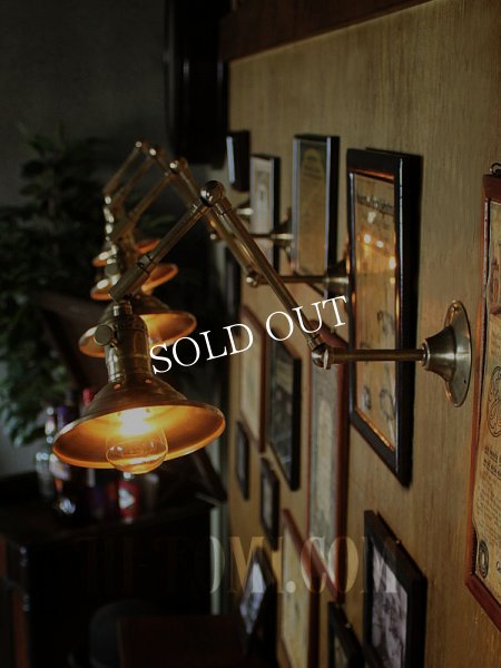 画像14: LEVITON社製真鍮ソケット付きインダストリアル3点角度調整＆シェード付きブラケットランプA/アメリカン作業灯ランプ壁掛照明ウォールライト  (14)