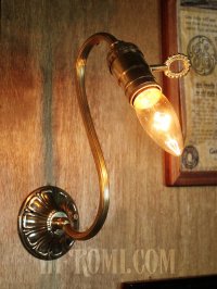 画像2: LEVITON社製真鍮ソケット付コロニアルスワンネックブラケットランプA/アメリカンヴィクトリアンランプ壁掛照明ウォールライト