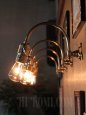 USAヴィンテージ工業系湾曲アーム真鍮ブラケット/インダストリアル照明壁掛けランプ