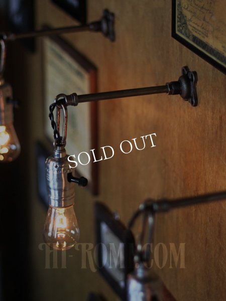 チェーンリング付LEVITON社製ターン式ソケット工業系ウォールランプ兼用ペンダントライトA/アンティーク照明ブラケット