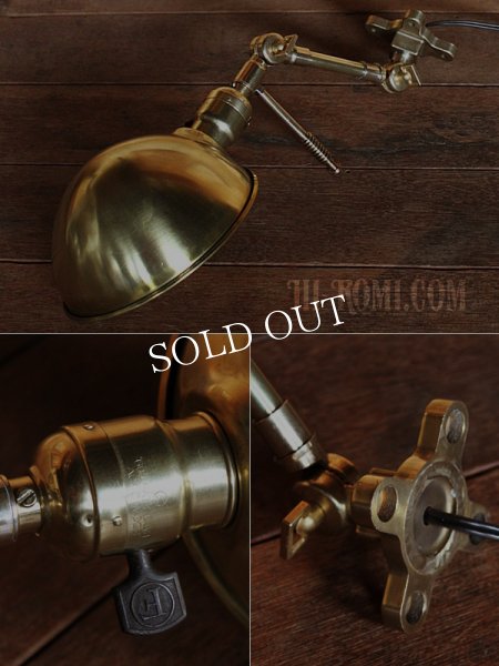 フランクリンスイッチ社製ファットボーイソケット&角度調整付きラウンドシェード工業系真鍮ブラケットランプA/インダストリアルスチームパンクウォールランプ壁面照明