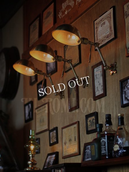 フランクリンスイッチ社製ファットボーイソケット&角度調整付きラウンドシェード工業系真鍮ブラケットランプA/インダストリアルスチームパンクウォールランプ壁面照明