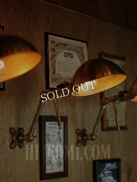 フランクリンスイッチ社製ファットボーイソケット&角度調整付きラウンドシェード工業系真鍮ブラケットランプA/インダストリアルスチームパンクウォールランプ壁面照明