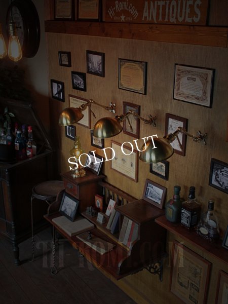 フランクリンスイッチ社製ファットボーイソケット&角度調整付きラウンドシェード工業系真鍮ブラケットランプA/インダストリアルスチームパンクウォールランプ壁面照明