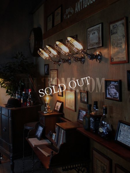 画像2: USAヴィンテージバルブ角度調整ワイヤーケージ付工業系ブラケット/アンティーク工業系インダストリアル壁面照明ランプ (2)