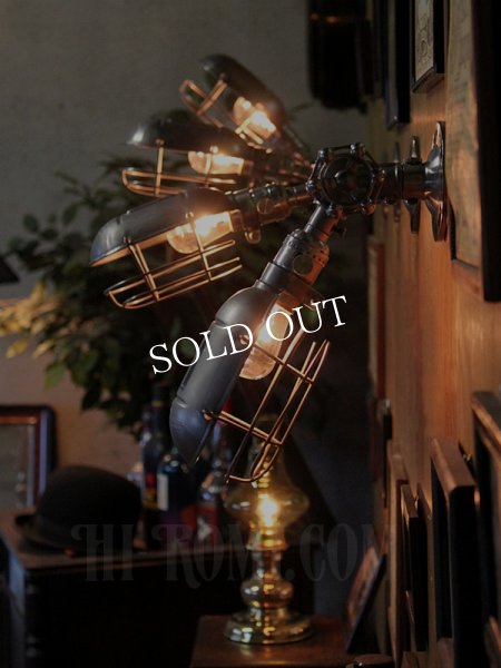 画像4: USAヴィンテージバルブ角度調整ワイヤーケージ付工業系ブラケット/アンティーク工業系インダストリアル壁面照明ランプ (4)