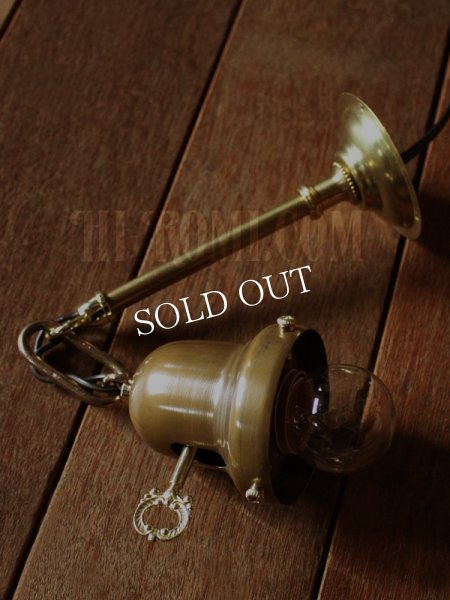 鍵型スイッチ＆チェーン付ベル型シェードホルダー真鍮ブラケットライトA｜ヴィクトリアンウォールランプ壁掛け照明