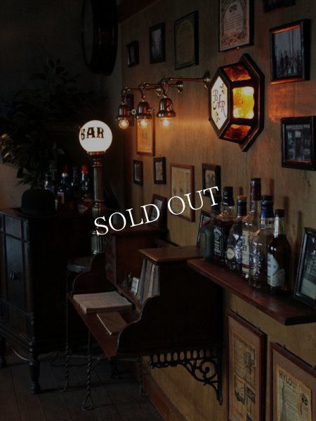 画像6: U.S.A.ヴィンテージアルミダイキャストアンバーグラス＆ミルクガラスBARサインランプ/看板照明ライト/コロニアル工業系インダストリアル (6)