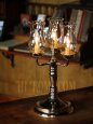 アンティークテーブルランプ｜ハリケーンガラスチムニー３灯キャンドルライト卓上照明