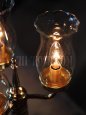 アンティークテーブルランプ｜ハリケーンガラスチムニー３灯キャンドルライト卓上照明