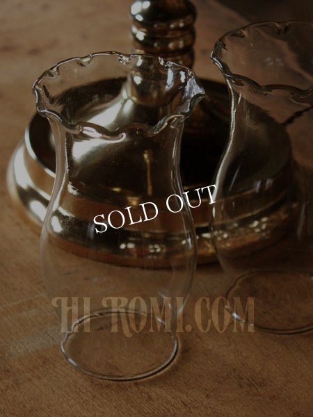 アンティークテーブルランプ｜ハリケーンガラスチムニー３灯キャンドルライト卓上照明