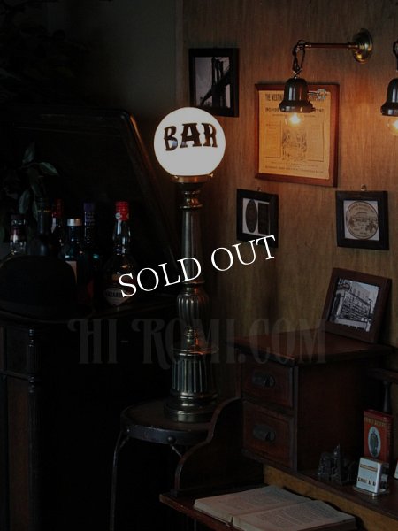 アンティークBARサインミルクガラステーブルランプ｜バー看板照明