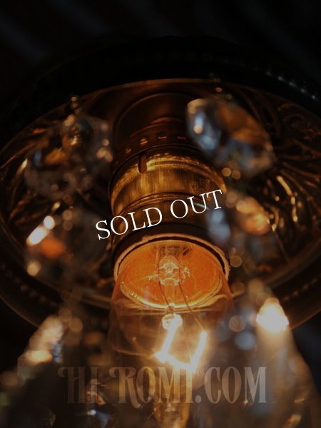 アメリカヴィンテージガラス製フレンチカットプリズム付コロニアルブラケットライトA｜アンティークウォールランプ壁掛け照明