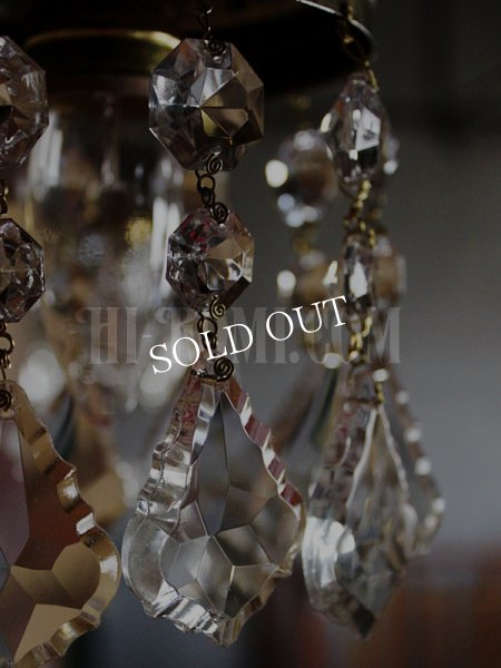 アメリカヴィンテージガラス製フレンチカットプリズム付コロニアルブラケットライトA｜アンティークウォールランプ壁掛け照明