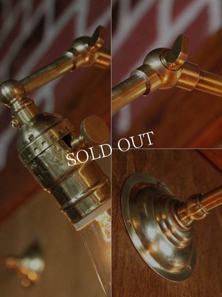 画像11: ADLターン式真鍮ソケット＆角度調整付き工業系ミニブラケット/インダストリアルアンティークヴィンテージ壁面照明 (11)