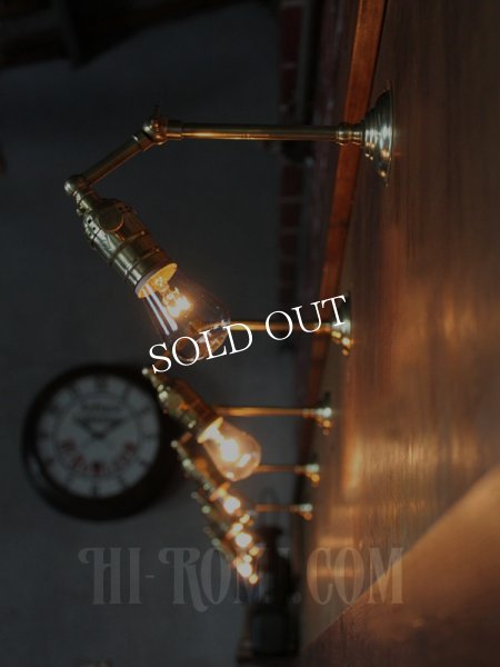 画像3: ADLターン式真鍮ソケット＆角度調整付き工業系ミニブラケット/インダストリアルアンティークヴィンテージ壁面照明 (3)