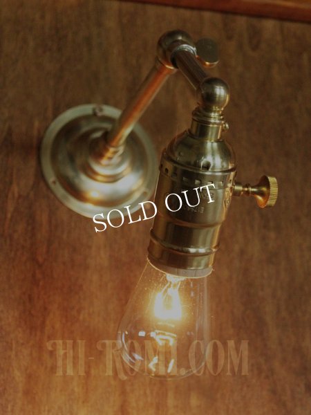 画像4: ADLターン式真鍮ソケット＆角度調整付き工業系ミニブラケット/インダストリアルアンティークヴィンテージ壁面照明 (4)