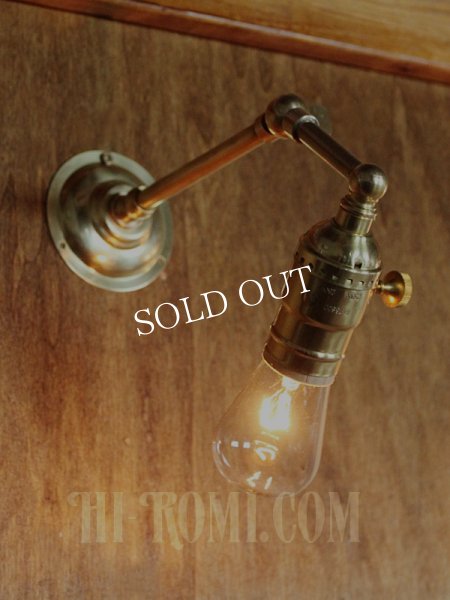 画像5: ADLターン式真鍮ソケット＆角度調整付き工業系ミニブラケット/インダストリアルアンティークヴィンテージ壁面照明 (5)