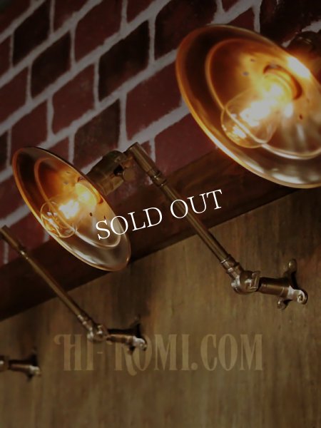 画像20: USAヴィンテージ工業系角度調整付き平型シェード真鍮ブラケットA/インダストリアル照明壁掛けランプ (20)