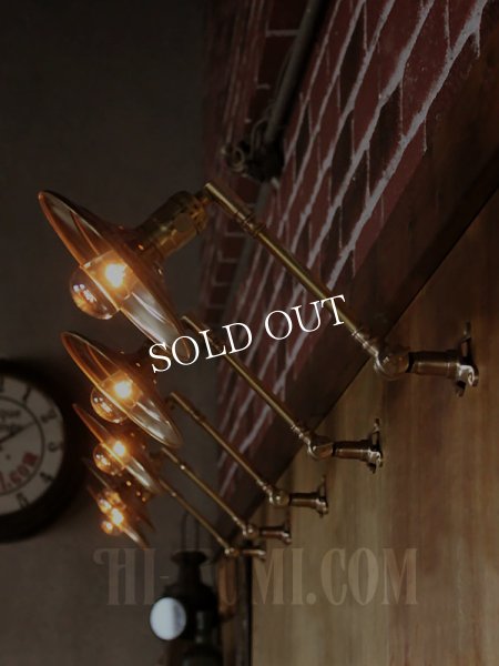 画像13: USAヴィンテージ工業系角度調整付き平型シェード真鍮ブラケットA/インダストリアル照明壁掛けランプ (13)