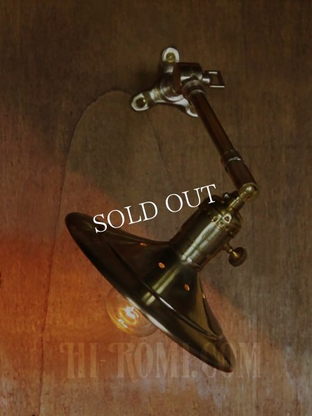 画像3: USAヴィンテージ工業系角度調整付き平型シェード真鍮ブラケットA/インダストリアル照明壁掛けランプ (3)