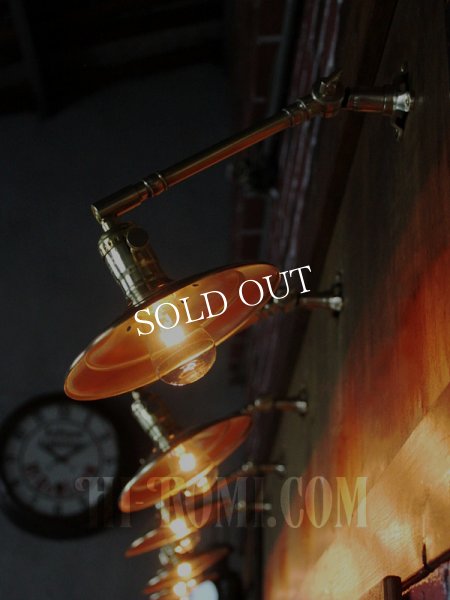 画像19: USAヴィンテージ工業系角度調整付き平型シェード真鍮ブラケットA/インダストリアル照明壁掛けランプ (19)