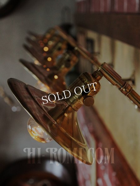 画像17: USAヴィンテージ工業系角度調整付き平型シェード真鍮ブラケットA/インダストリアル照明壁掛けランプ (17)