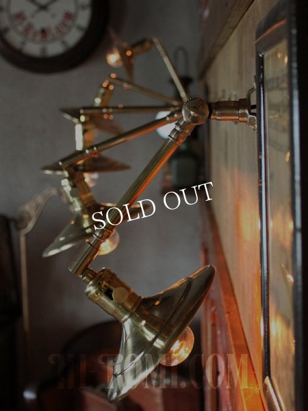 画像16: USAヴィンテージ工業系角度調整付き平型シェード真鍮ブラケットA/インダストリアル照明壁掛けランプ (16)