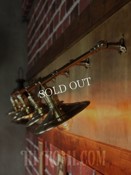 画像14: USAヴィンテージ工業系角度調整付き平型シェード真鍮ブラケットA/インダストリアル照明壁掛けランプ (14)