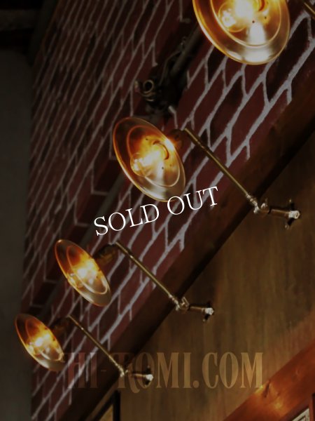 画像12: USAヴィンテージ工業系角度調整付き平型シェード真鍮ブラケットA/インダストリアル照明壁掛けランプ (12)