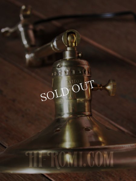 画像9: USAヴィンテージ工業系角度調整付き平型シェード真鍮ブラケットA/インダストリアル照明壁掛けランプ (9)