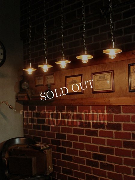 画像8: 【受注製作】【全長70cm】工業照明インダストリアルランプ｜平皿型ミニシェード付真鍮ペンダントライト (8)