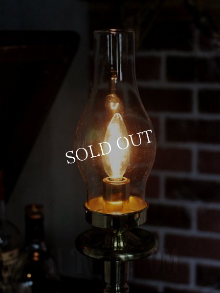 アンティークランプ｜ガラスチムニー火屋真鍮製卓上照明テーブルライト