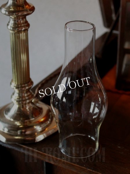 アンティークランプ｜ガラスチムニー火屋真鍮製卓上照明テーブルライト