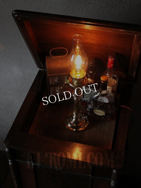 アンティークランプ｜ガラスチムニー火屋真鍮製卓上照明テーブルライト