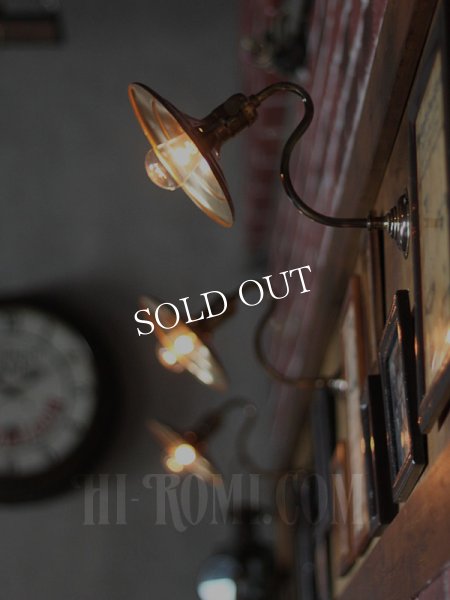 インダストリアル真鍮平皿シェードブラケットライト｜工業系壁掛け照明アンティーク