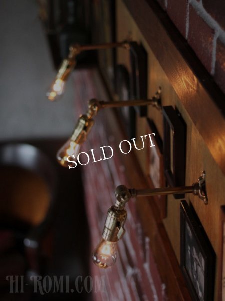 インダストリアル照明｜角度調整付真鍮工業ミニブラケットライト｜アンティークブラスウォールランプ