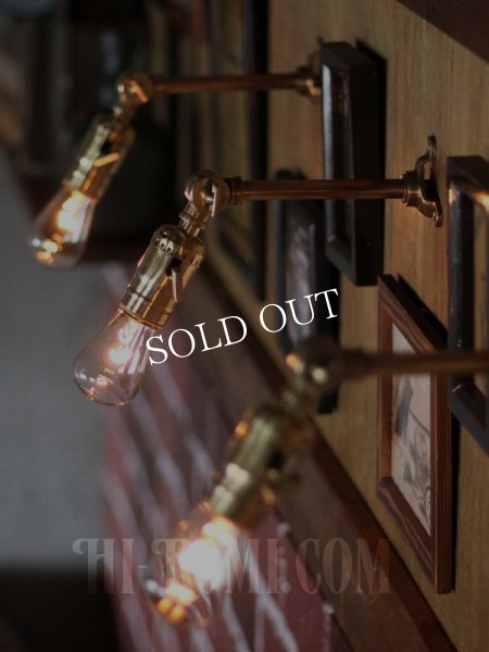 インダストリアル照明｜角度調整付真鍮工業ミニブラケットライト｜アンティークブラスウォールランプ