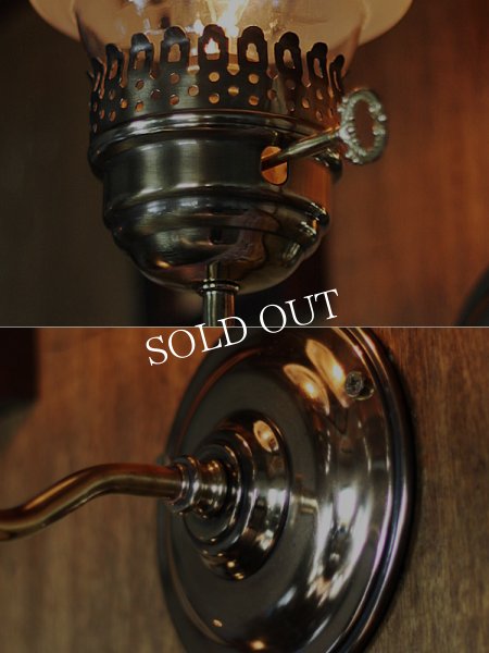 画像13: USAヴィンテージ照明フロストガラスチムニーブラケットライト (13)