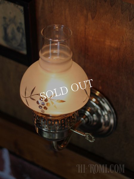 画像14: USAヴィンテージ照明フロストガラスチムニーブラケットライト (14)