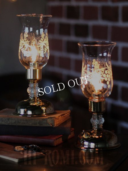 アンティークテーブルランプ｜ハリケーンガラスチムニーシェード卓上照明テーブルライト