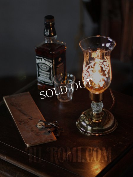 アンティークテーブルランプ｜ハリケーンガラスチムニーシェード卓上照明テーブルライト