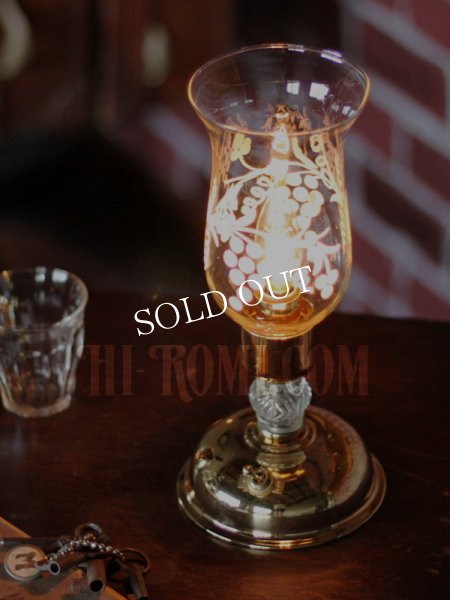 アンティークテーブルランプ｜ハリケーンガラスチムニーシェード卓上照明テーブルライト