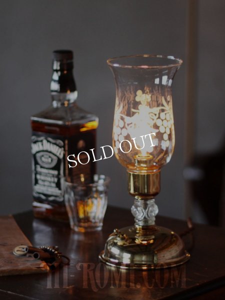 アンティークテーブルランプ｜ハリケーンガラスチムニーシェード卓上照明テーブルライト