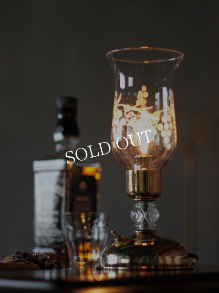 アンティークテーブルランプ｜ハリケーンガラスチムニーシェード卓上照明テーブルライト